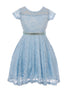 Big Girls Blue Lace Glitter Stone Belt Special Occasion Skater Dress 8-14 - SophiasStyle.com